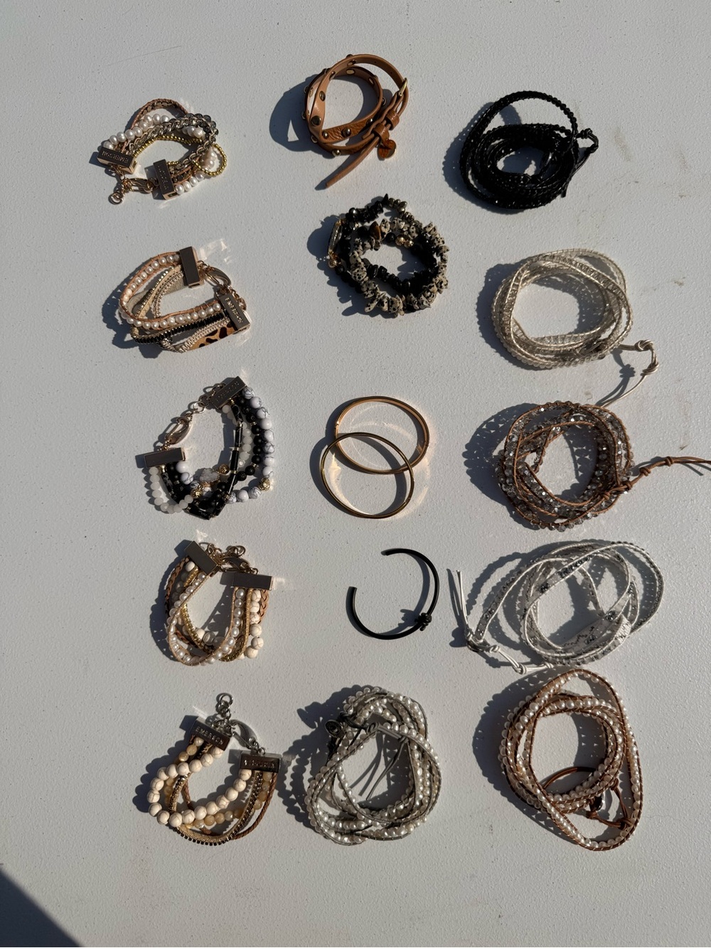 Victoria Emerson Mixed Neutral and Black Multi-Row Bracelet Set